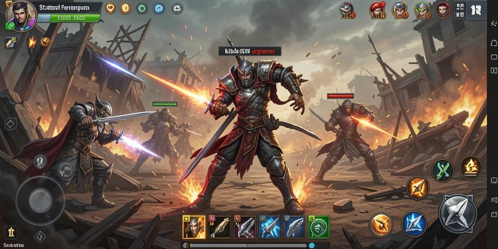 Screenshot 555F menampilkan pertempuran strategis seru di medan perang.