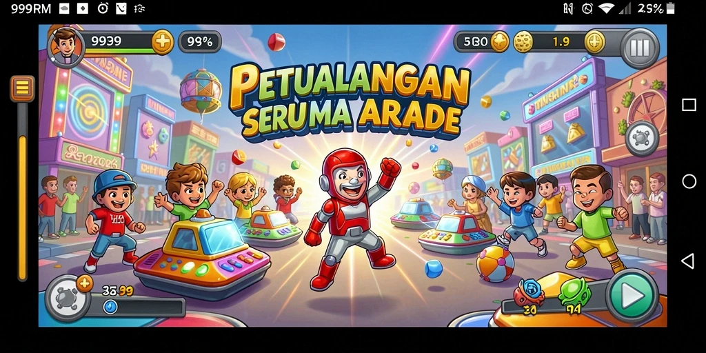 Screenshot gameplay menunjukkan aksi mendebarkan dalam game Arcade.
