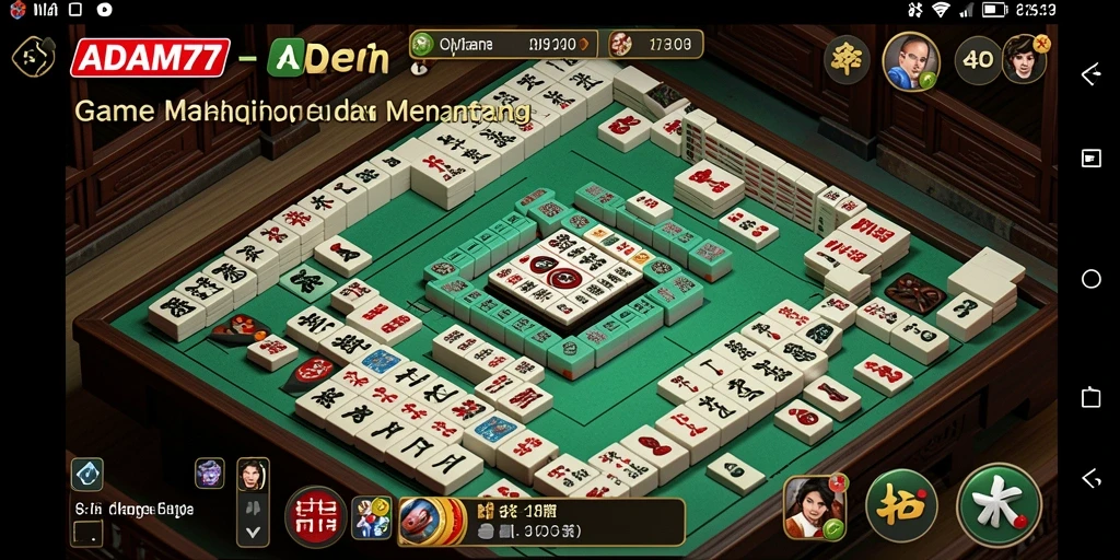 Tangkapan layar menunjukkan gameplay seru dari ADAM77 Mahjong.