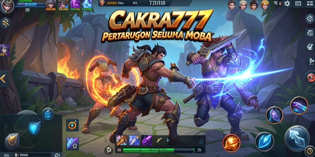Screenshot menunjukkan pertarungan seru di arena MOBA CAKRA777.