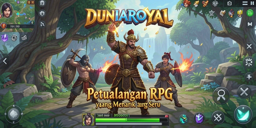 Gameplay seru DUNIAROYAL dengan petualangan epik di dunia fantasi.