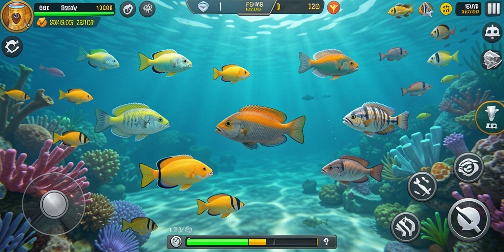 Tampilan gameplay seru saat menembak ikan di FO8.