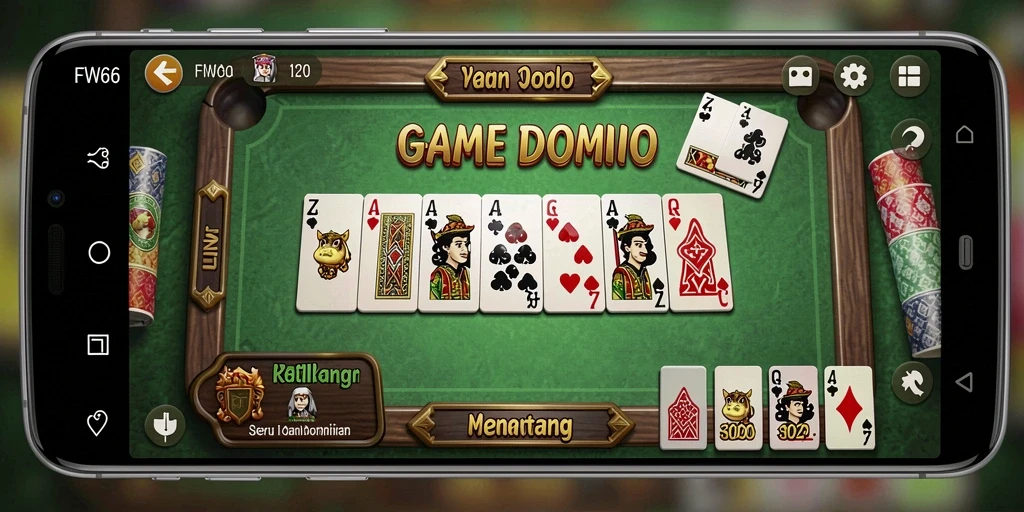 Tangkapan layar utama FW66 menampilkan gameplay Domino yang menarik.