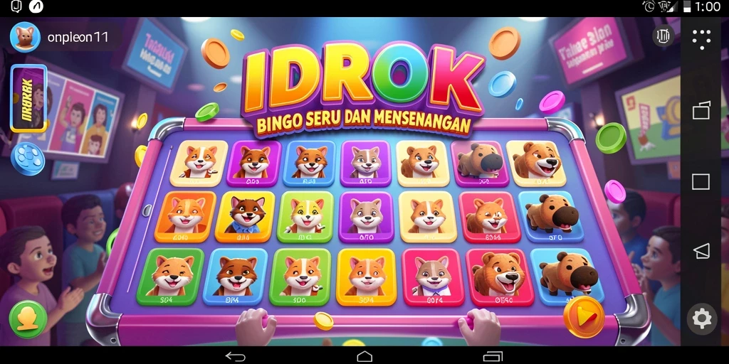 Screenshot gameplay IDROK yang menampilkan kartu Bingo dan interaksi pemain.