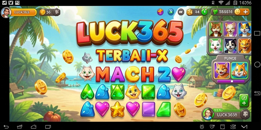 Screenshot gameplay LUCK365 menampilkan aksi seru dalam permainan Match-3.
