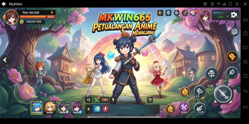 Screenshot gameplay MKWIN666 dengan karakter anime yang memukau.