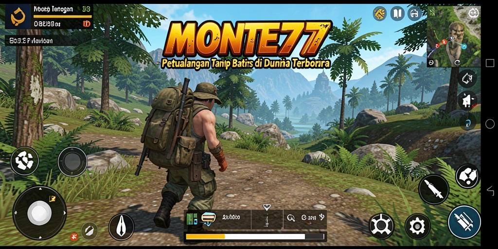 Screenshot permainan MONTE77 menampilkan pengalaman Open World yang mendalam.