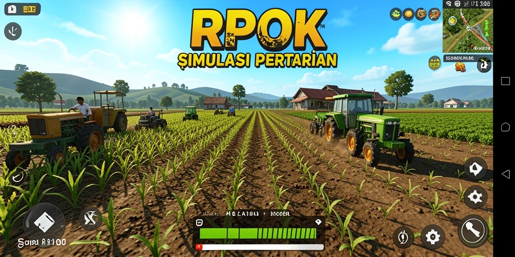 Tampilan gameplay menarik pertanian dalam RPOK dengan grafis penuh warna.