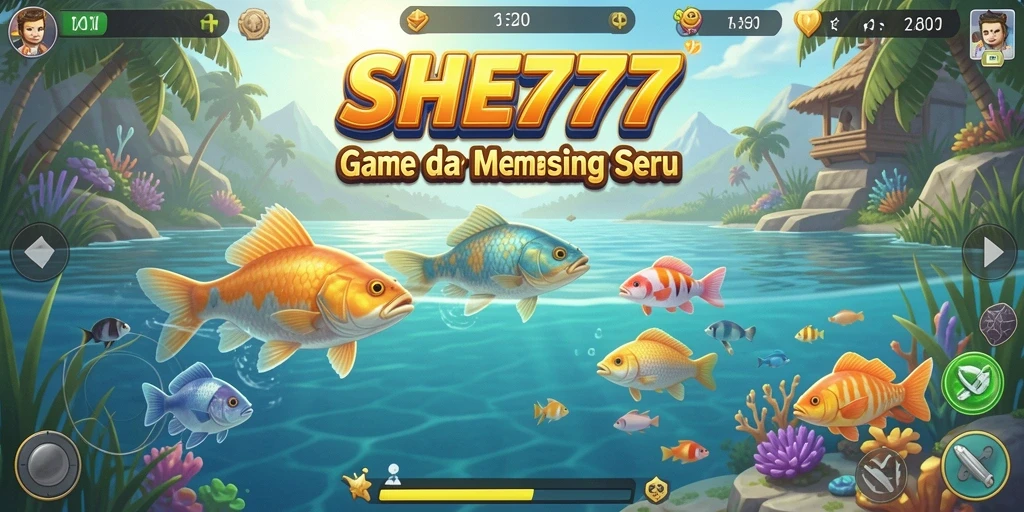 Tampilan screenshot SHE777 dengan gameplay memancing yang mendebarkan.