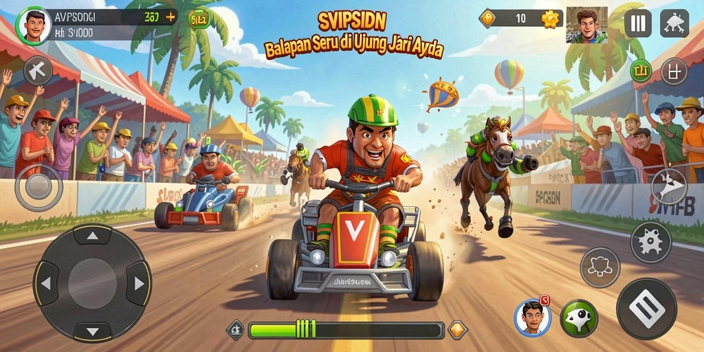 Tampilan gameplay seru dan mendebarkan dari SVIPSIDN saat balapan.