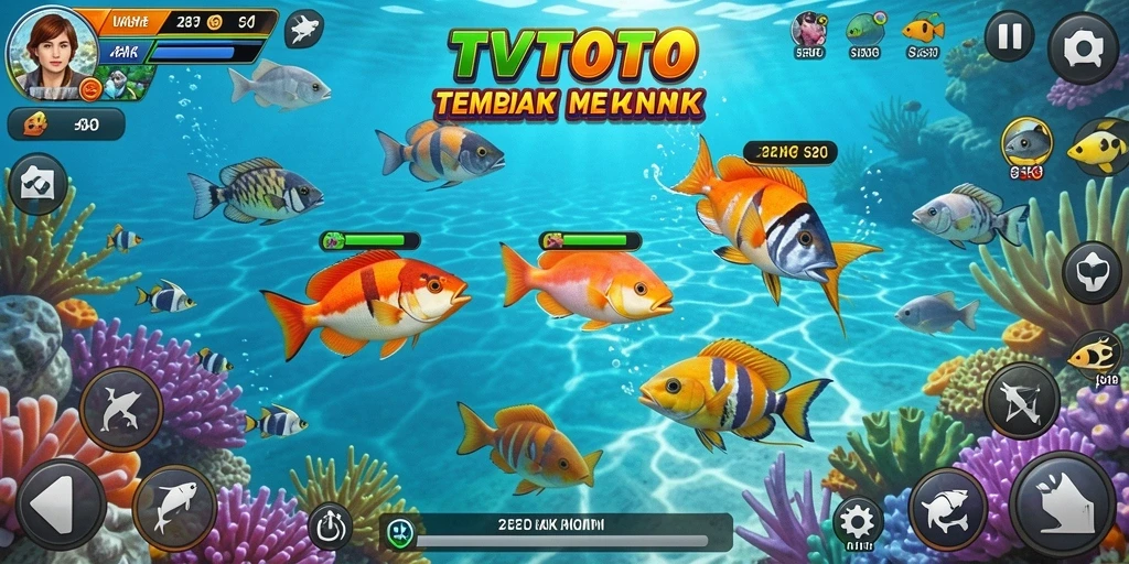 Tangkapan layar TVTOTO yang menunjukkan aksi tembak ikan yang seru.