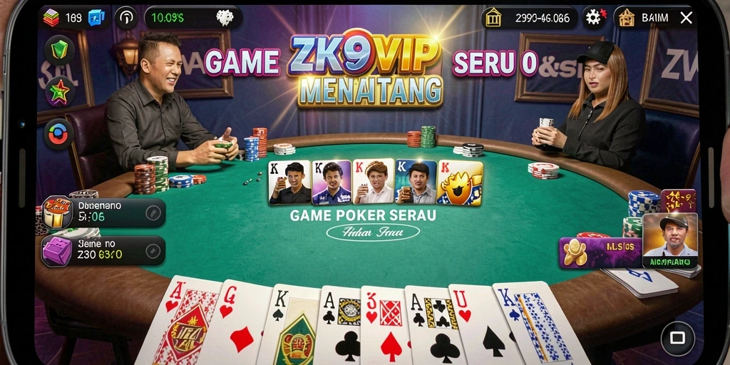 Screenshot ZK9VIP menampilkan pemain sedang bersaing dalam permainan poker.