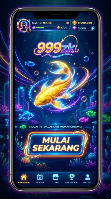 Antarmuka aplikasi 999zk yang sederhana dan menarik.